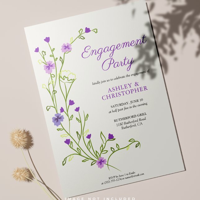 Invitación Partido Compromiso de Flor Silvestre Purple Waterc (Subido por el creador)