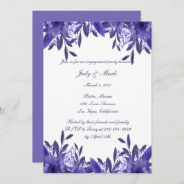 Invitación Partido Compromiso de Foliage Purple Blue Floral