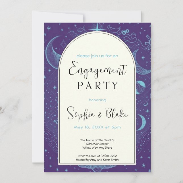 Invitación Partido Compromiso de la Luna Celestial Púrpura y  (Anverso)