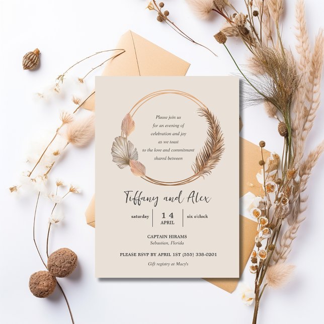 Invitación Partido Compromiso de las Flores Boho (Boho Flowers Engagement Party Invitation)