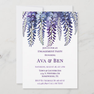 Invitación Partido Compromiso de las Flores de Wisteria Púrpu