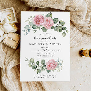 Invitación Partido Compromiso del Arco Floral Rosa Eucalyptus