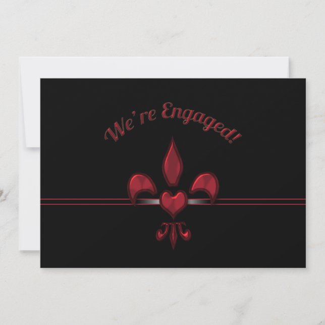Invitación Partido Compromiso del Corazón Red Black Fleur de  (Anverso)