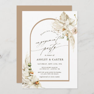 Invitación Partido Compromiso Floral Boho Pampas Grasas Orquí