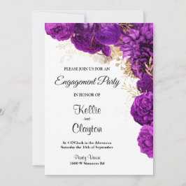 Invitación Partido Compromiso Floral Morado Y Oro