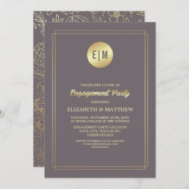 Invitación Partido Compromiso Floral Oscuro de Mocha Gold