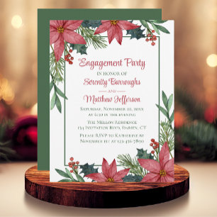 Invitación Partido Compromiso Floral Rojo Navidades de Poinse