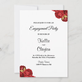 Invitación Partido Compromiso Floral Rojo Y Oro