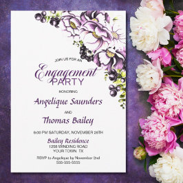 Invitación Partido Compromiso Purple Floral