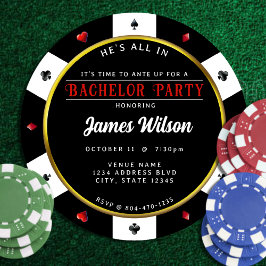 Invitación Partido de Bachelor de Chip de Poker