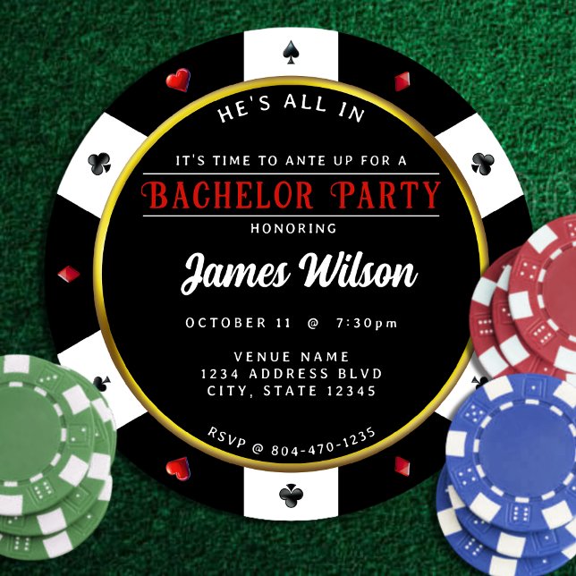 Invitación Partido de Bachelor de Chip de Poker (Poker Chip Bachelor Party Invitation
)