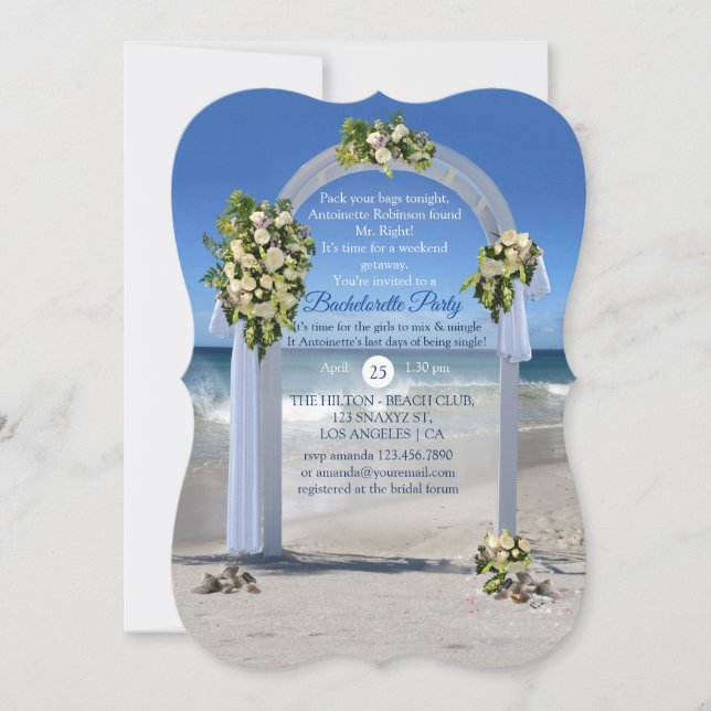 Invitación Partido de Bachelor de Playa Blanca Roses (Anverso)