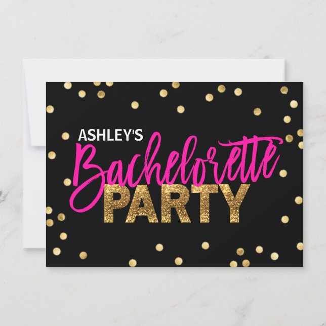 Invitación PARTIDO DE BACHELORETTE DE Oro Purpurina Pink CALI (Reverso)