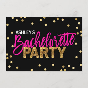 Invitación PARTIDO DE BACHELORETTE DE Oro Purpurina Pink CALI