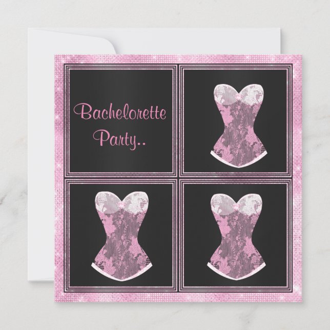 Invitación PARTIDO DE BACHELORETTE, personalizado rosa de Cor (Anverso)