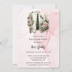 Invitación Partido de bachillerato de tinta de alcohol rosa