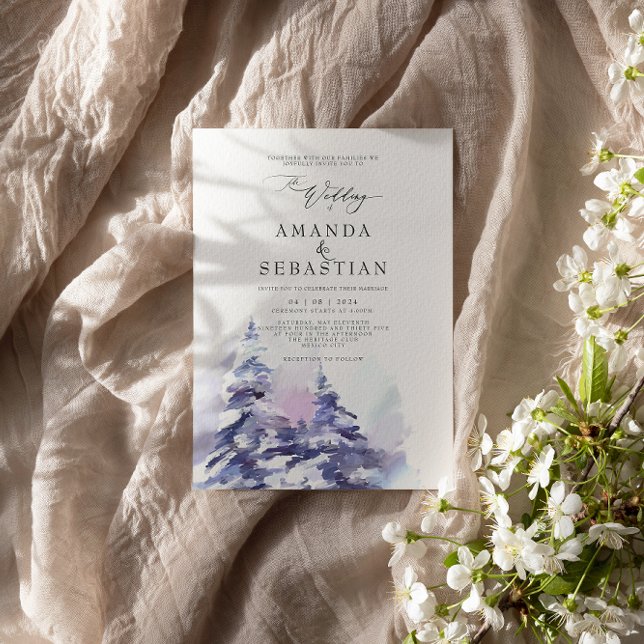 Invitación Partido de Boda de Nieve Morada de Invierno (Subido por el creador)