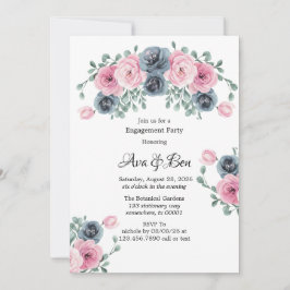 Invitación Partido de compromiso Arch Pink & Blue Blooms