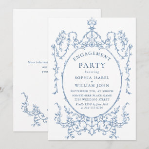 Invitación PARTIDO DE COMPROMISO Azul de Grace Dusty Ornate d