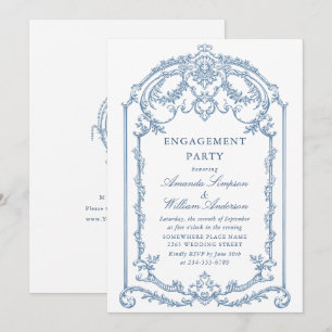 Invitación PARTIDO DE COMPROMISO Azul de Grace Dusty Ornate d