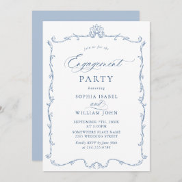 Invitación PARTIDO DE COMPROMISO Azul de Grace Dusty Ornate d