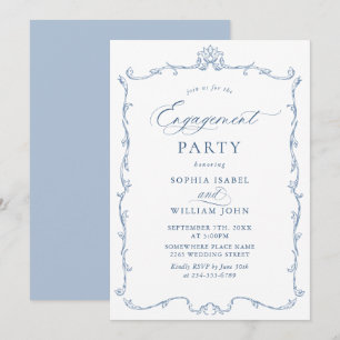 Invitación PARTIDO DE COMPROMISO Azul de Grace Dusty Ornate d