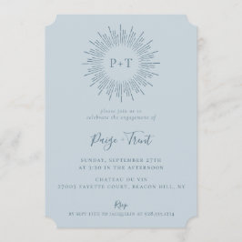 Invitación Partido de compromiso azul de luz solar moderna