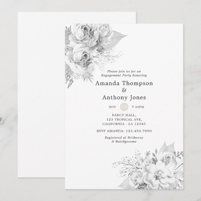 Invitación Partido de compromiso blanco (Anverso / Reverso)