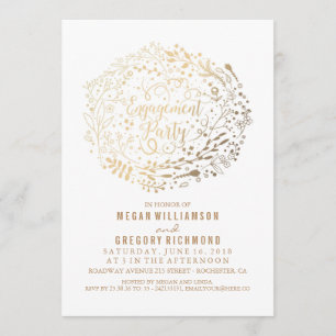 Invitación Partido de compromiso blanco de Bouquet con flores