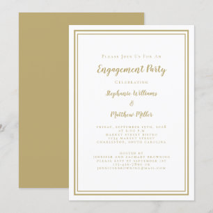 Invitación Partido de compromiso blanco de oro de la Moda Min