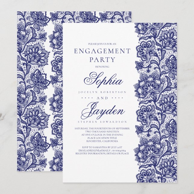 Invitación Partido de compromiso blanco elegante de la corona (Anverso / Reverso)
