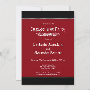 Invitación Partido de Compromiso Blanco Negro y Rojo Moderno