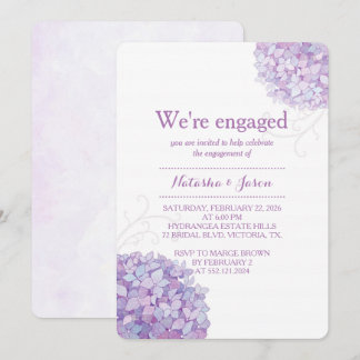 Invitación Partido de compromiso Boda de Purple Hydrangeas
