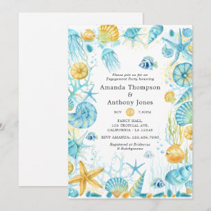 Invitación Partido de compromiso Boda de vida en el mar azul