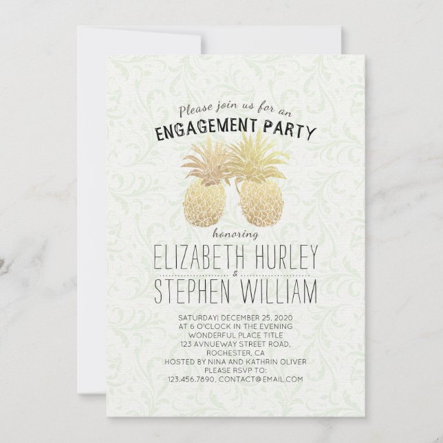 Invitación Partido de Compromiso boda Elegantes Manzanas de O (Anverso)