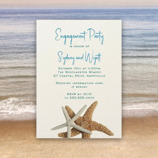 Invitación Partido de compromiso boda Estrellas de mar Aqua B