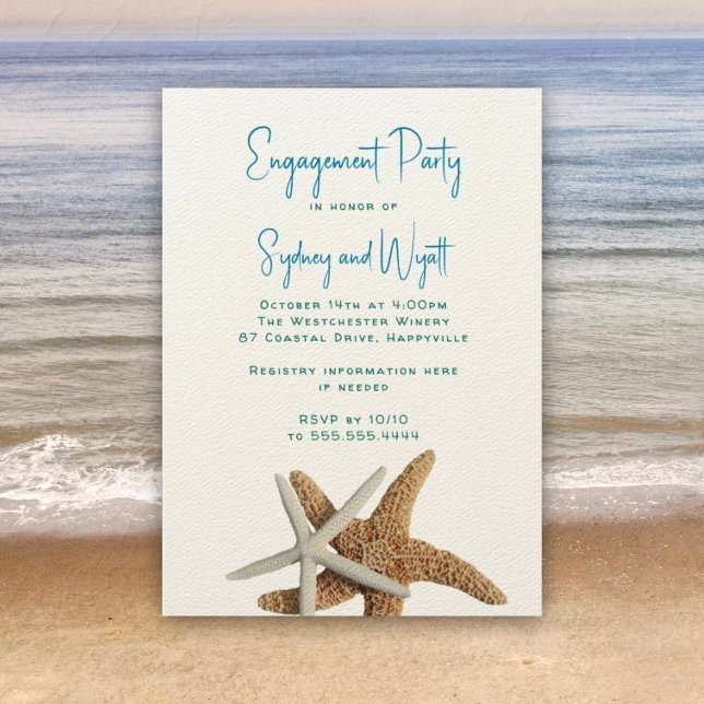 Invitación Partido de compromiso boda Estrellas de mar Aqua B (Subido por el creador)