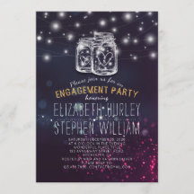 Partido de Compromiso boda Mason Jar Purple Lights