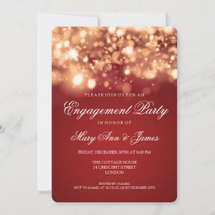 Invitación Partido de compromiso Boda Sparkling Lights Gold
