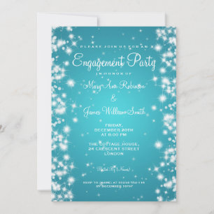 Invitación Partido de compromiso boda Winter Sparkle Turquois