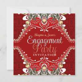 Invitación Partido de Compromiso Bohemio Batik Rojo