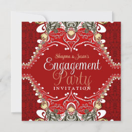 Invitación Partido de Compromiso Bohemio Batik Rojo