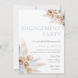 Invitación Partido de compromiso Boho Dusty Blue & Ivory Flor