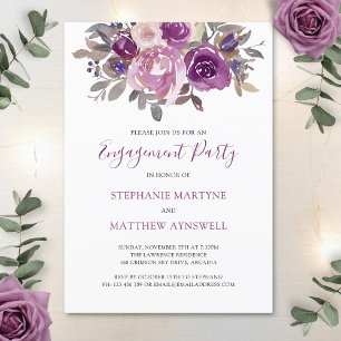 Invitación Partido de compromiso botánico Dusty Mauve Purple