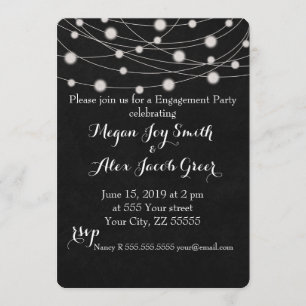 Invitación Partido de compromiso Chalkboard y String Lights