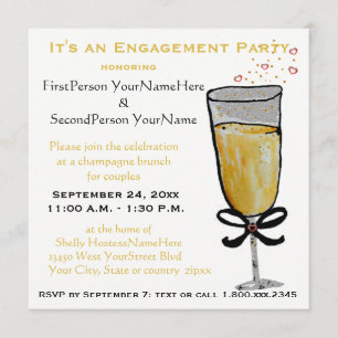 Invitación Partido de compromiso Champagne Brunch
