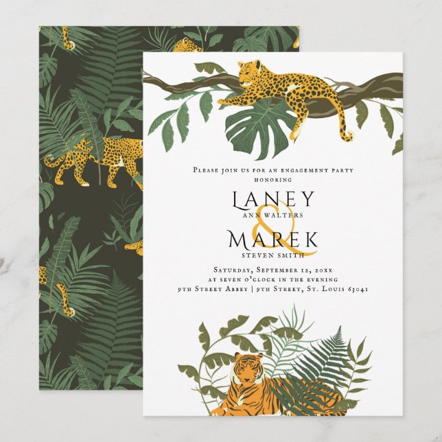 Invitación Partido de compromiso con animales de la jungla de (Anverso / Reverso)
