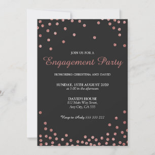Invitación Partido de Compromiso Confetti, Purpurina Rosa de