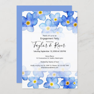 Invitación Partido de compromiso "Country Blue Forget-Me-Nots