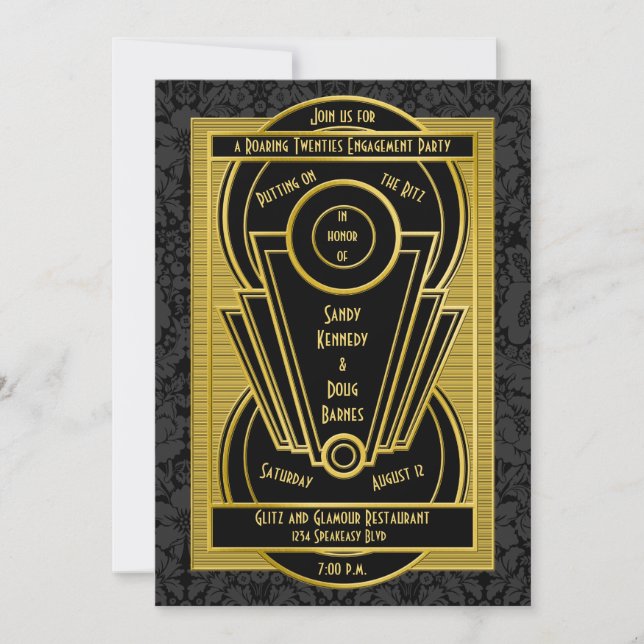 Invitación Partido de compromiso de 20 años con el Art Deco (Anverso)